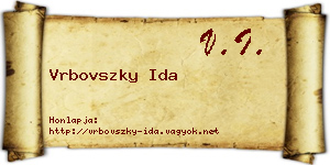 Vrbovszky Ida névjegykártya